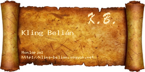 Kling Belián névjegykártya